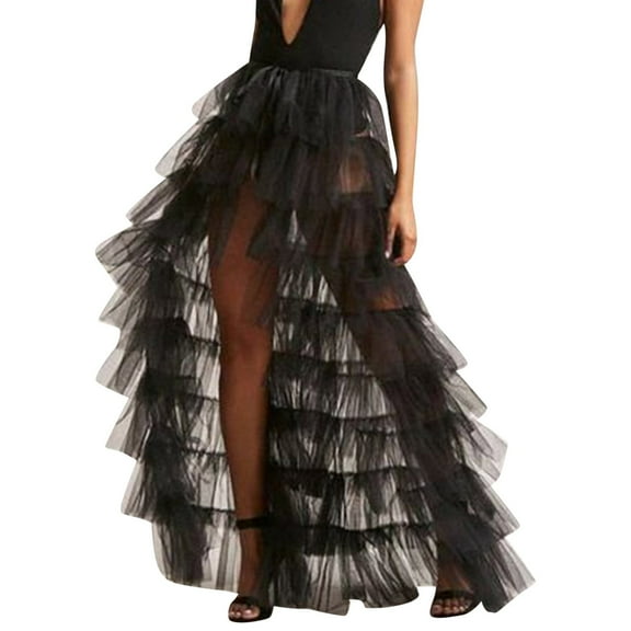 Women Dress Black Tutu Skirts High Low Tulle Dress Fluffy Skirts Irregular Tutu Skirt