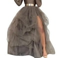 thumbnail image 1 of Women Dress Brown Tutu Skirts High Low Tulle Skirt Fluffy Skirt Adult Party Favor Dance, 1 of 5
