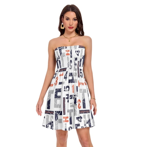 Women Dress Distressed Typo Rose Pattern A-Lin Casual Dress