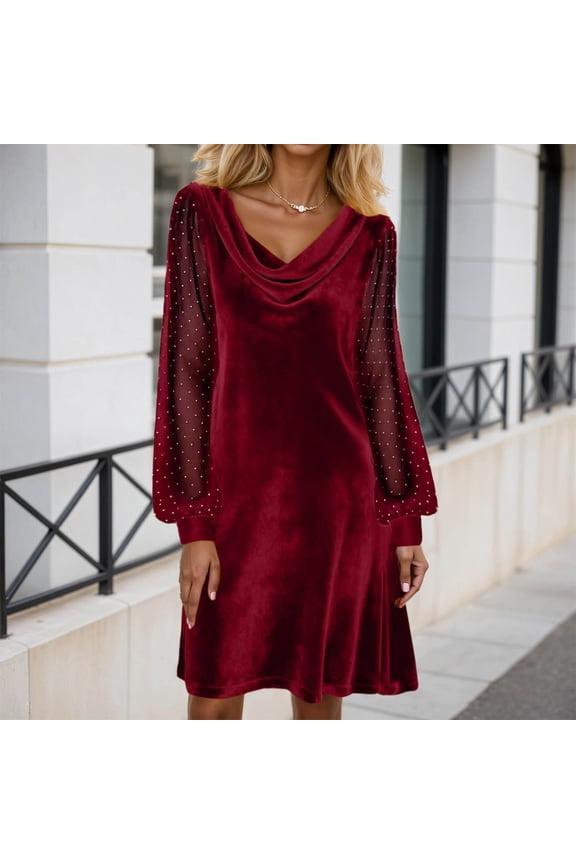 Women Dress Long Sleeve Sequin Dress Long Sparkly Dresses Holiday Party Dresses Winter Formal Dresses for Women
