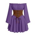 thumbnail image 1 of Women Dress Off Shoulder Renaissance Costume Corset Dresses Bell Sleeve for Fairy Goth Halloween Medieval Party, S, 1 of 7