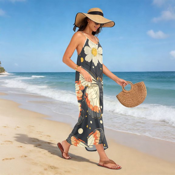 Women Dress Oversize Style Open-Back Design-Butterfliesdaisiesdots Pattern Patterng