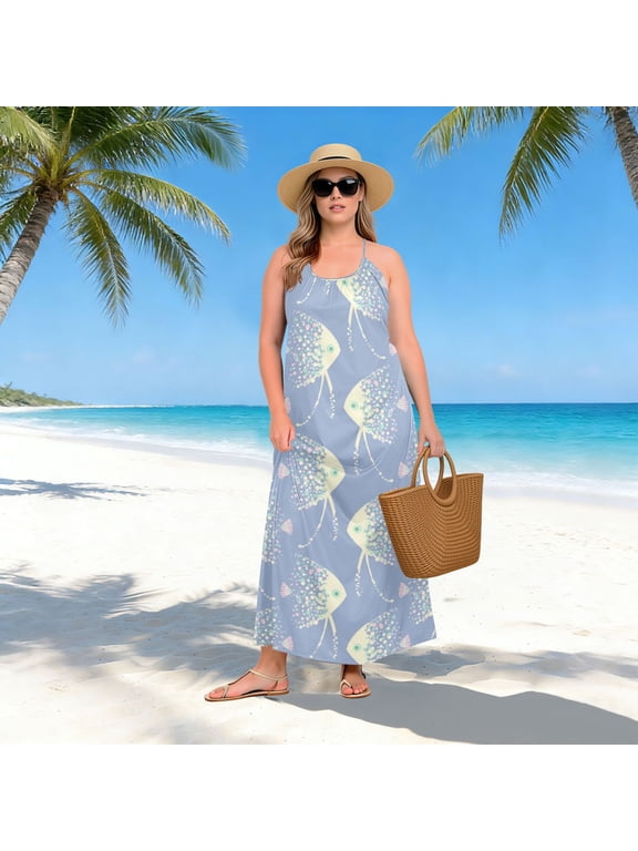 Women Dress Oversize Style Open-Back Design-Celestial Fish Swarm Patterngg507241477p1252c1323s3156