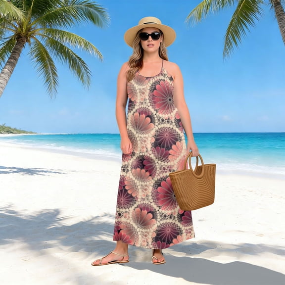 Women Dress Oversize Style Open-Back Design-Crimson Burst Patterngg507219393p1252c1323s3155