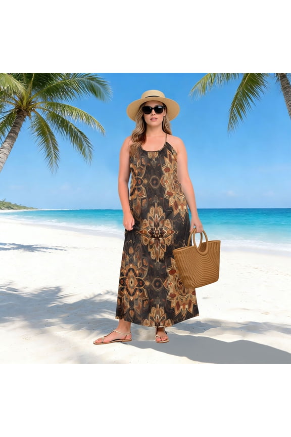 Women Dress Oversize Style Open-Back Design-Golden Harmony Patterngg507274222p1252c1323s3159