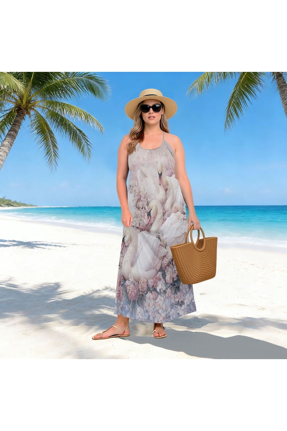 Women Dress Oversize Style Open-Back Design-Harmony in Bloom Patterngg507272997p1252c1323s3159