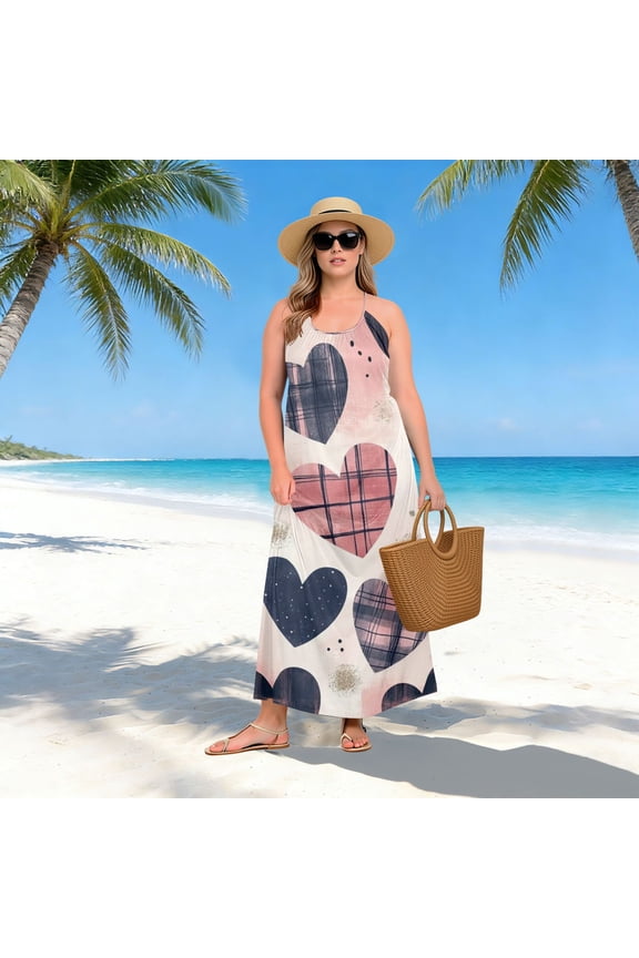 Women Dress Oversize Style Open-Back Design-Heart Patterns Patterngg507270014p1252c1323s3157