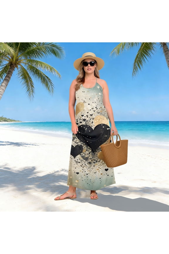 Women Dress Oversize Style Open-Back Design-Heart Splatter Patterngg507269847p1252c1323s3156