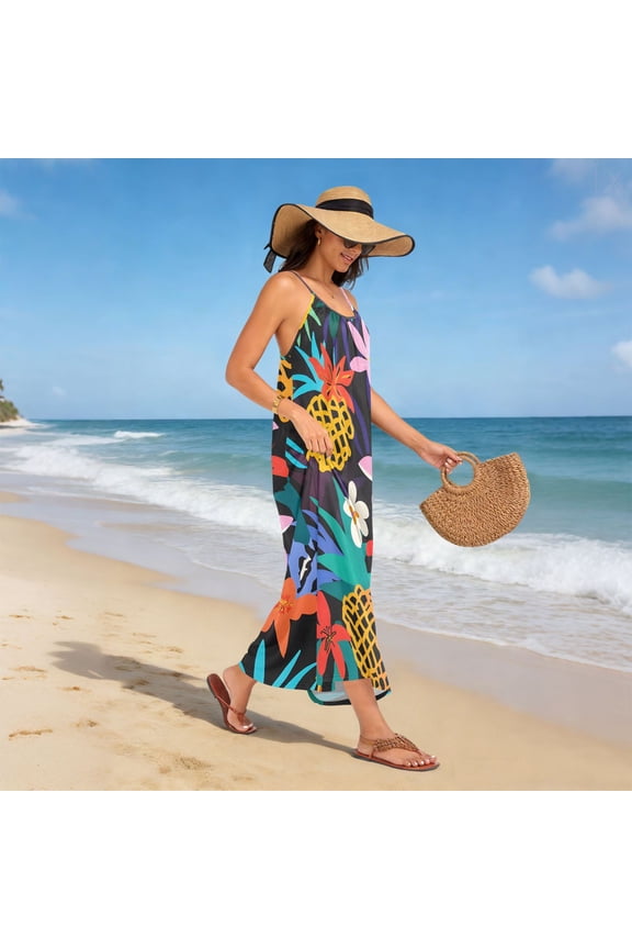 Women Dress Oversize Style Open-Back Design-Pineapple Pattern Patterng