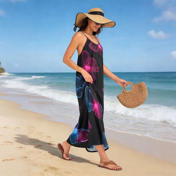 Women Dress Oversize Style Open-Back Design-Rainbow Rainbow Butterfly Patterng