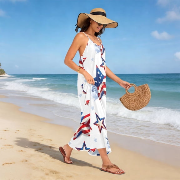 Women Dress Oversize Style Open-Back Design-Star Pattern Patterng