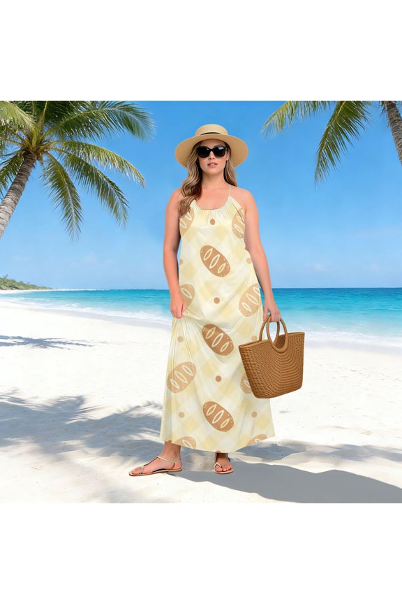 Women Dress Oversize Style Open-Back Design-Sunny Loaf Check Patterngg507224834p1252c1323s3159