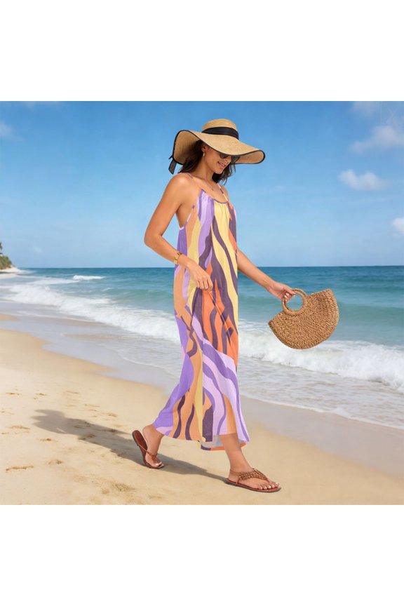 Women Dress Oversize Style Open-Back Design-Tiger Pattern Patterng
