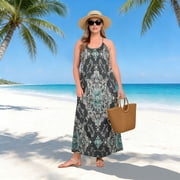 Women Dress Oversize Style Open-Back Design-Turquoise Moroccan Tile Patterngg507233276p1252c1323s3155