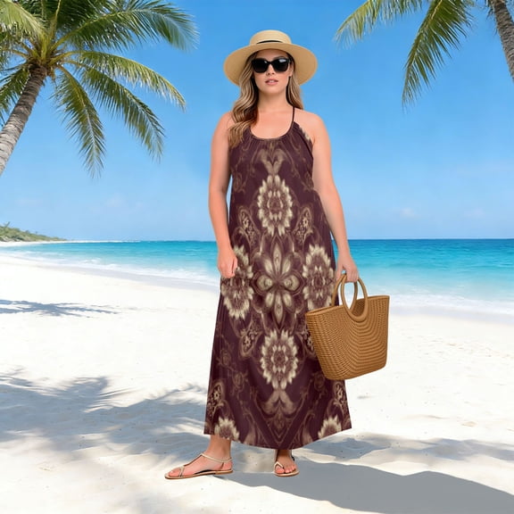 Women Dress Oversize Style Open-Back Design-Warm Floral Patterngg507220500p1252c1323s3155
