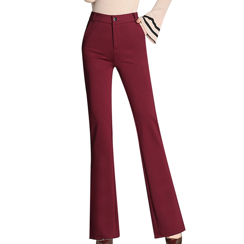 Women Dress Pant Pull On Stretch Trousers for Work Office Slim Fit High ...