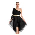 thumbnail image 1 of Women Dress Performance Costumes One Shoulder Flare Sleeve Irregular Hem Praise Liturgical Dresses, 1 of 8