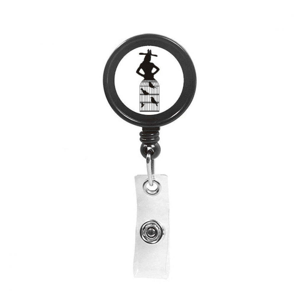 Women Dress Pose Hat Art Deco  Fashion Retractable Keychain Badge Holder ID Badge