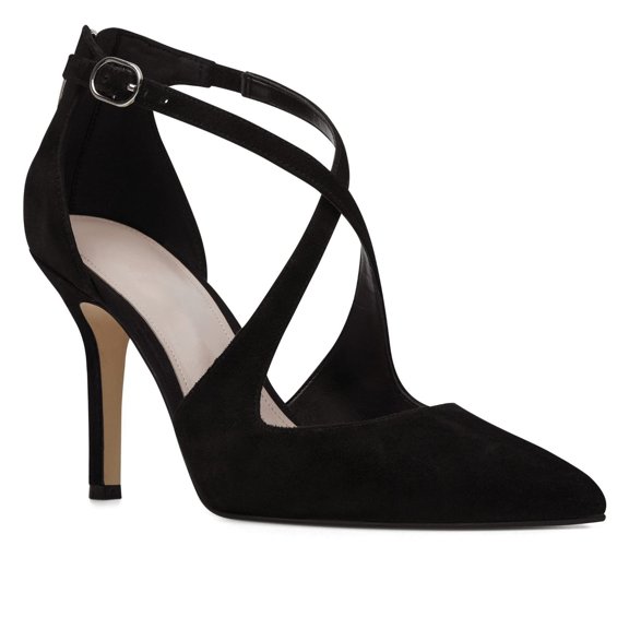 Women Dress Shoes Pointed Toe, Crisscross Strap Pumps with Back Zipper and Stiletto Heel