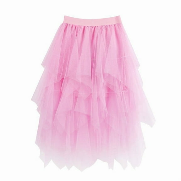 Women Dress Tulle Maxi Skirt Pink Tutu Skirts Fluffy Skirts Shiny Skirt