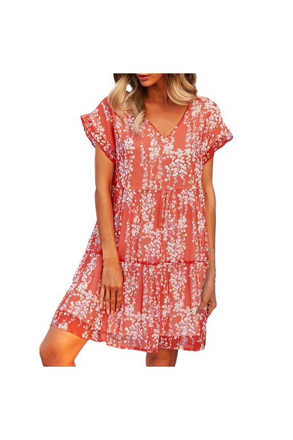 Women Dress V Neck Loose Womens Spring Dresses Home Wear Streetwear Leisure Outwear Ladies Clothes