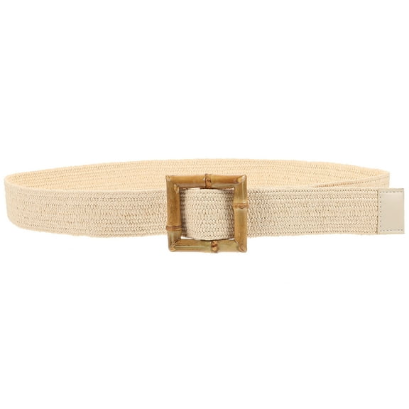 Woven Nylon Bamboo Waist Belt for Women with Buckle Adjustable Khaki 1.5 inch Wide