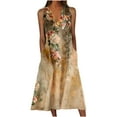thumbnail image 1 of Women Dresses Under $10! Xqxayjr Women's Maxi Sundresses with Pockets Vintage Floral Print Plus Size Tank Tshirt Wedding Guest Dresses Long Casual V Neck Sleeveless Loose Beach Party Dress, 1 of 4