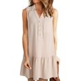 thumbnail image 1 of Women Dresses 2025 Spring Summer V-Neck Button Up Sleeveless Mini Sundress Tank Dresses with Pockets  L, 1 of 6
