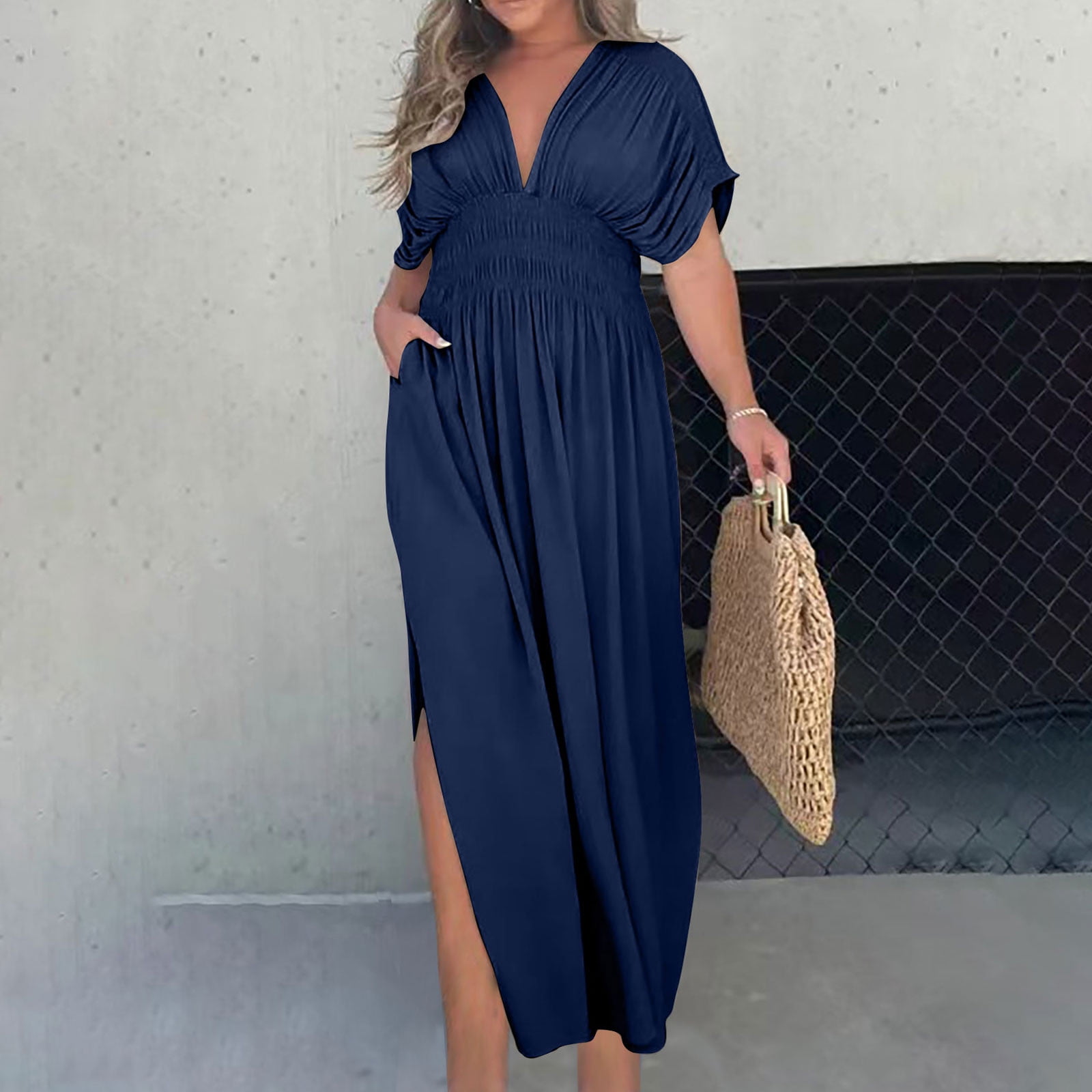 light blue wedding guest dresses Dusty Blue A-Line Layers Cap Sleeves Wedding Guest Dress