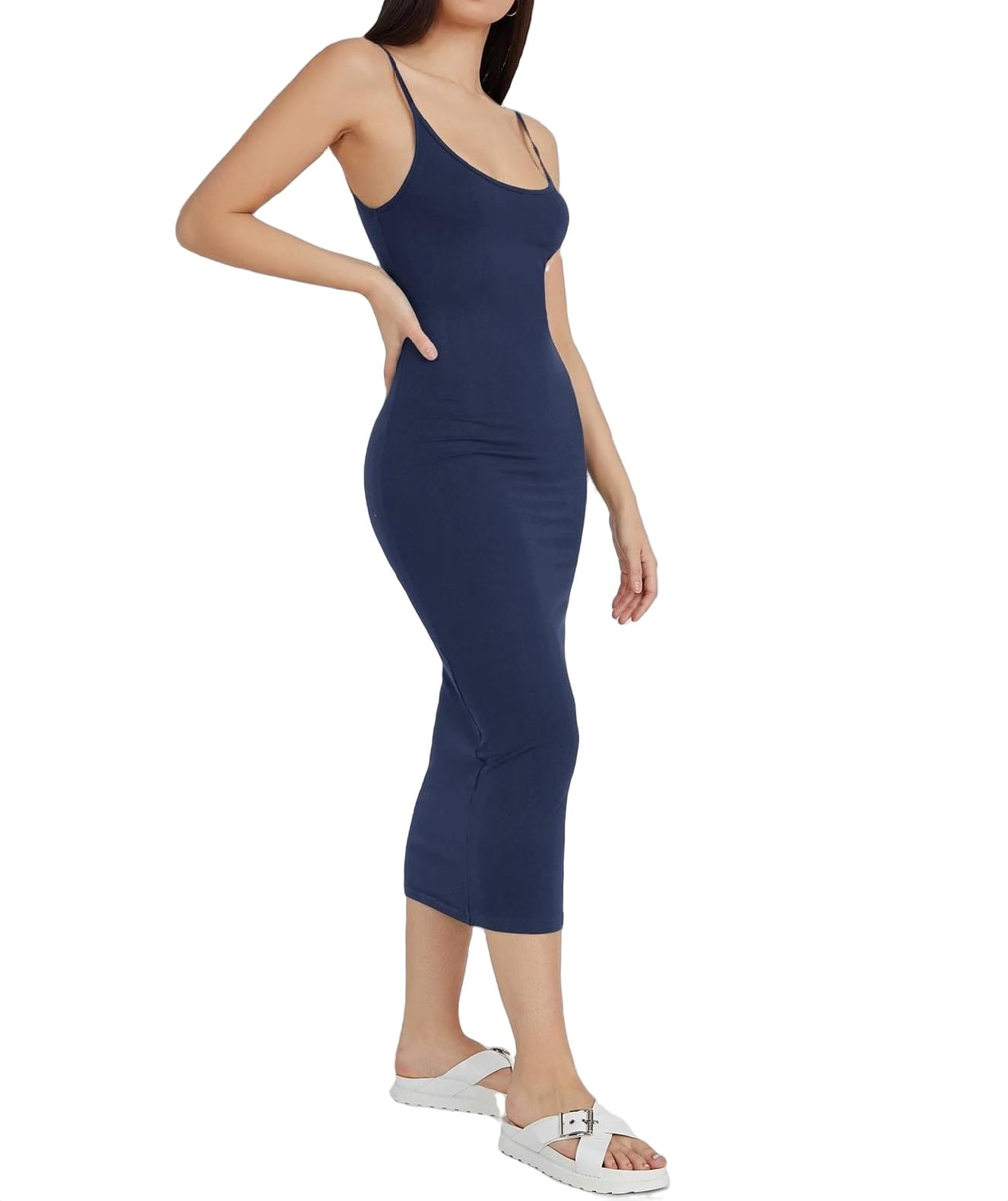 Women Dresses Casual Solid Cami Dress Navy Blue M - Walmart.com