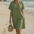 thumbnail image 1 of Women Dresses under $10! Cagogo Women's Cotton Linen Midi Dresses Summer Short Sleeve Comfy Sundresses Beach Wear Trendy Vacation Clothes 2025, 1 of 6