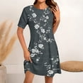 thumbnail image 1 of Women Dresses under $10! Cagogo Womens Summer Dresses Beach Casual Loose Boho Tshirt Vacation Dress Floral Short Sleeve Flowy Sundresses Graduation Party Dresses, 1 of 5