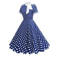 thumbnail image 1 of Women Dresses under $10! Xqxayjr Women's 1950s Vintage Audrey Hepburn Style Cocktail Swing Dresses Short Sleeve Tie Neck Flowy A-Line Dress Midi Prom Dress, 1 of 9