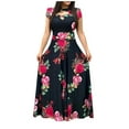 thumbnail image 1 of Women Dresses Clothingï¼Casual Dresses for Women Fashion Women Short Sleeve Floral Boho Print Long Dress Ladies Casual Dress, 1 of 3