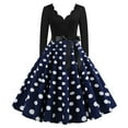 thumbnail image 1 of Women Dresses ,Ladies 1950s Dresses Elegant Vintage Deep V Neck Long Sleeve Retro Cocktail Swing Rockabilly Dresses Floral Style Midi Dress Tea Party Evening Prom Dresses with Belt, 1 of 6