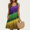 thumbnail image 1 of Women Dresses Xqxayjr Mardi Gras Dresses with Pockets for Curvy Women Flowy Swing Summer Casual Tshirt Spring Dresses Knee Length Sleeveless Carnival Parade Party Cute Holiday Dress, 1 of 5