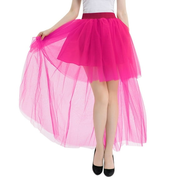 Women Dresses Hot Pink Tutu Skirts High Low Tulle Skirt Fluffy Skirts Tutu for Women Adults