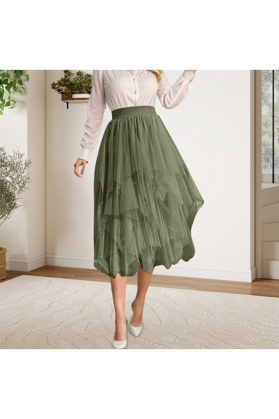 Women Dresses Mesh Skirt Army Green Tutu Skirts for Women Fluffy Skirts Dance Skirts