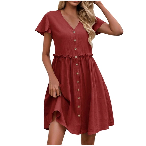 Women Dresses Party Elegant Trendy Print Short Sleeve V Neck Pleated Dress Elastic Waist Boho Beach Dress Pockets Long Maxi Wedding Guest Cocktail Clubbing Dresses Evening Gowns