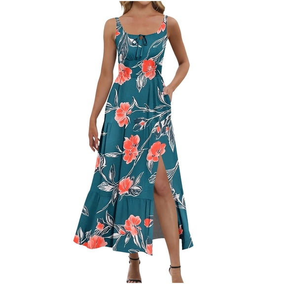 Women Dresses Party Elegant Trendy Spaghetti Strap Sleeveless Casual A-Line Midi Dress Wedding Guest Cocktail Clubbing Dresses Evening Gowns