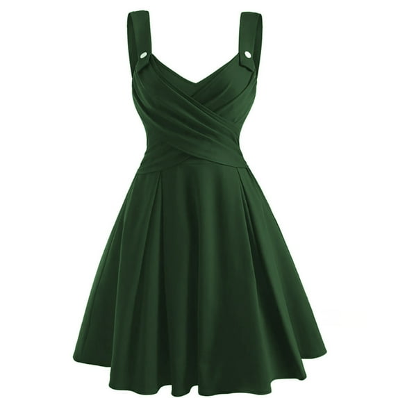 Women Dresses Plus Sexy Fashion Dresses Sleeveless Solid Sling Fashion Dresses Green Trendy Skirt Size S