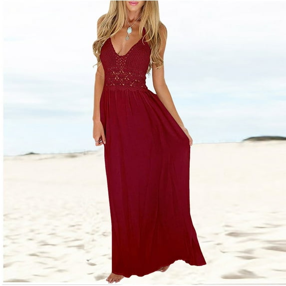 Women Dresses Plus Sleeveless Sexy Solid Fashion Dresses Sling Fashion Dresses Wine Trendy Skirt Size XL