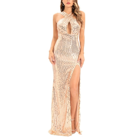 Women Dresses Printed Sleeveless V-neck Sexy Leggings Dresses Fashion Dresses Gold Trendy Skirt Size XL