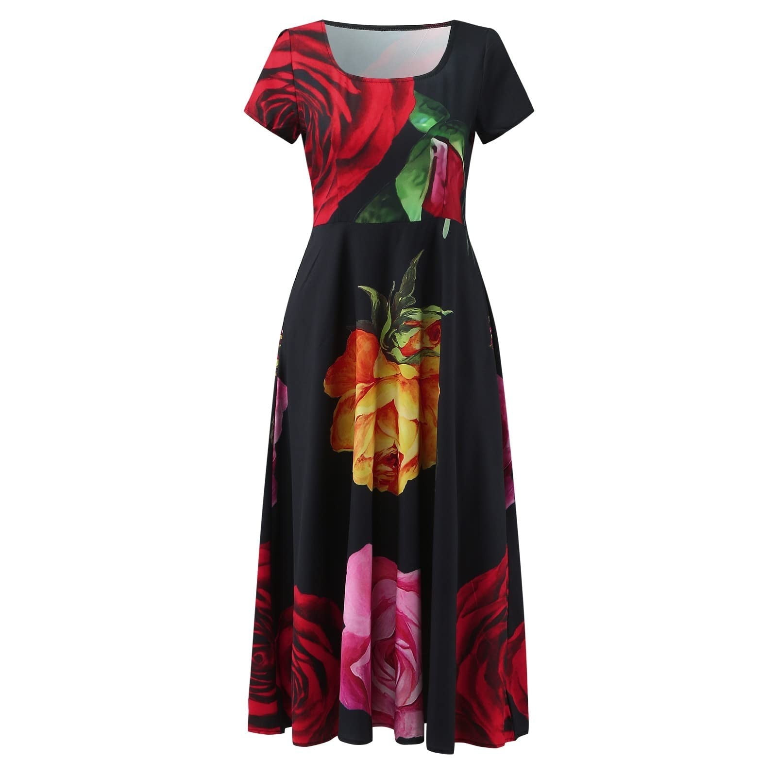 Women Dresses Sale Clearance,Maxi Dresses for Ladies Elegant Summer Beach Dress Short Sleeve