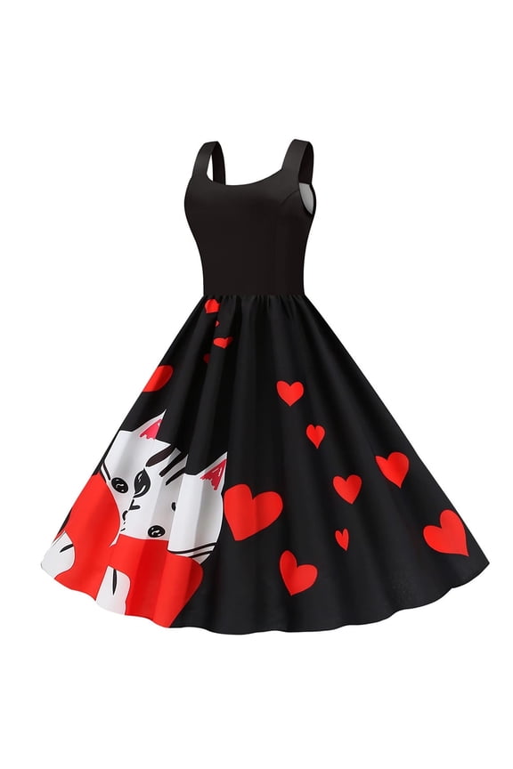 Women Dresses ,Womens 1950s Vintage Polka Dots Dress Spaghetti Strap Midi Dress Retro Swing Princess Tea Party A-line Dress Audrey Hepburn 50's 60's Evening Party Dance Gown with Belt