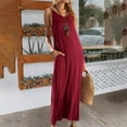 thumbnail image 1 of Women Dresses Sling Solid Sexy Sleeveless Fashion Dresses Fashion Dresses Red Trendy Skirt Size L, 1 of 4