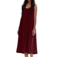 thumbnail image 1 of Women Dresses Spaghetti Strap V Neck Casual Sleeveless Sundress YS8131-Burgundy M, 1 of 8