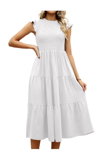 Shop White Boho Maxi Dresses for Summer & Beachwear | Walmart
