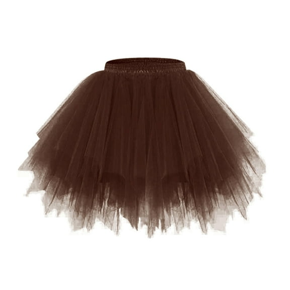 Women Dresses Tulle Dress Coffee Tutu Dress Fluffy Skirt Irregular Tutu Skirt