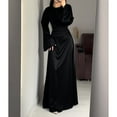 thumbnail image 1 of Women Dresses Women's High-end Satin Long Sleeved Loose Fitting Dress Elegant Temperament Evening Long Dress Cocktail Date Night Dressy Dress Black S-2XL, 1 of 7